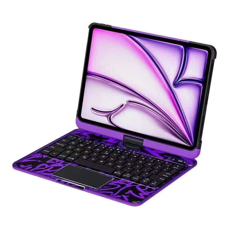 GLOWSPAD Pro - 360° Rotating Transparent iPad Keyboard with 7-Colour Backlight