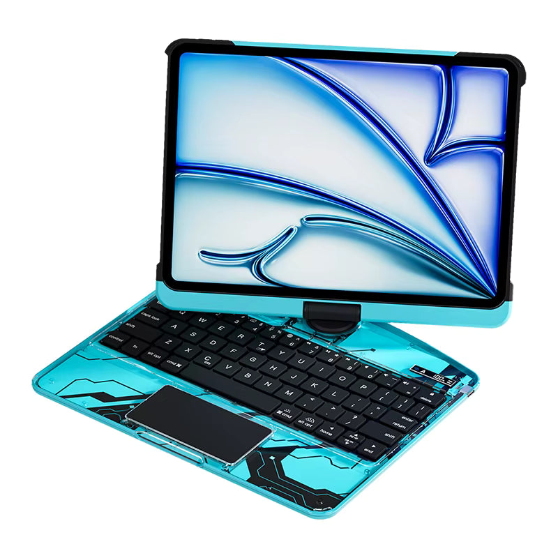 GLOWSPAD Pro - 360° Rotating Transparent iPad Keyboard with 7-Colour Backlight