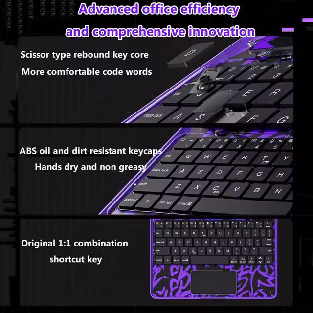GLOWSPAD Pro - 360° Rotating Transparent iPad Keyboard with 7-Colour Backlight