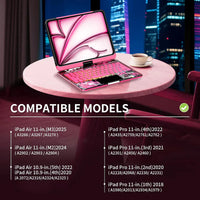 GLOWSPAD Pro - 360° Rotating Transparent iPad Keyboard with 7-Color RGB Backlight