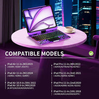 GLOWSPAD Pro - 360° Rotating Transparent iPad Keyboard with 7-Color RGB Backlight