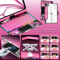 GLOWSPAD Pro - 360° Rotating Transparent iPad Keyboard with 7-Color RGB Backlight