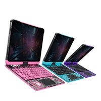 GLOWSPAD Pro - 360° Rotating Transparent iPad Keyboard with 7-Color RGB Backlight