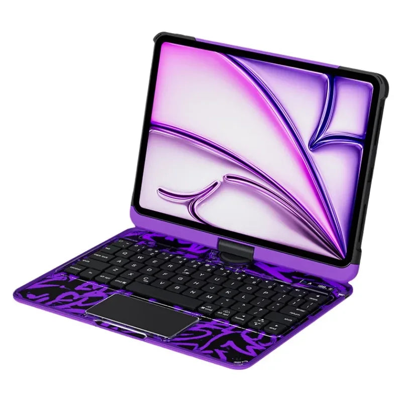 GLOWSPAD Pro - 360° Rotating Transparent iPad Keyboard with 7-Color RGB Backlight