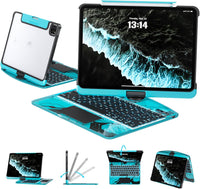 GLOWSPAD Pro - 360° Rotating Transparent iPad Keyboard with 7-Color RGB Backlight