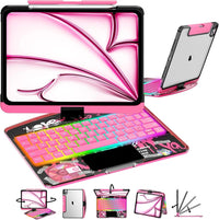 GLOWSPAD Pro - 360° Rotating Transparent iPad Keyboard with 7-Color RGB Backlight